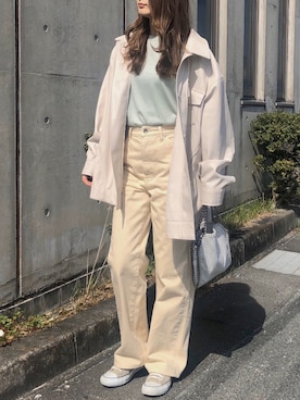 「アイテム（カバーオール、ホワイト系）」を使った、yumikoさん（レディース・157cm）の春コーディネート