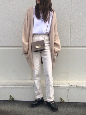 「秋のカフェオレコーデ」｜「アイテム（ノーカラージャケット）」を使った、yumikoさん（レディース・158cm）の秋コーディネート