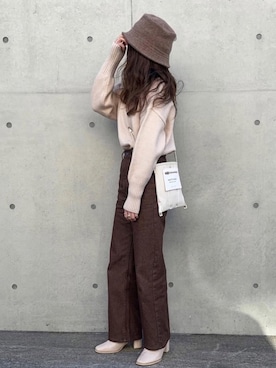 「LE MORE（リモア）のアイテム（帽子）」を使った、yumikoさん（レディース・158cm）の冬コーディネート