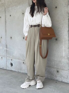 「CLANE（クラネ）のアイテム（ベルト）」を使った、yumikoさん（レディース・158cm）の春コーディネート