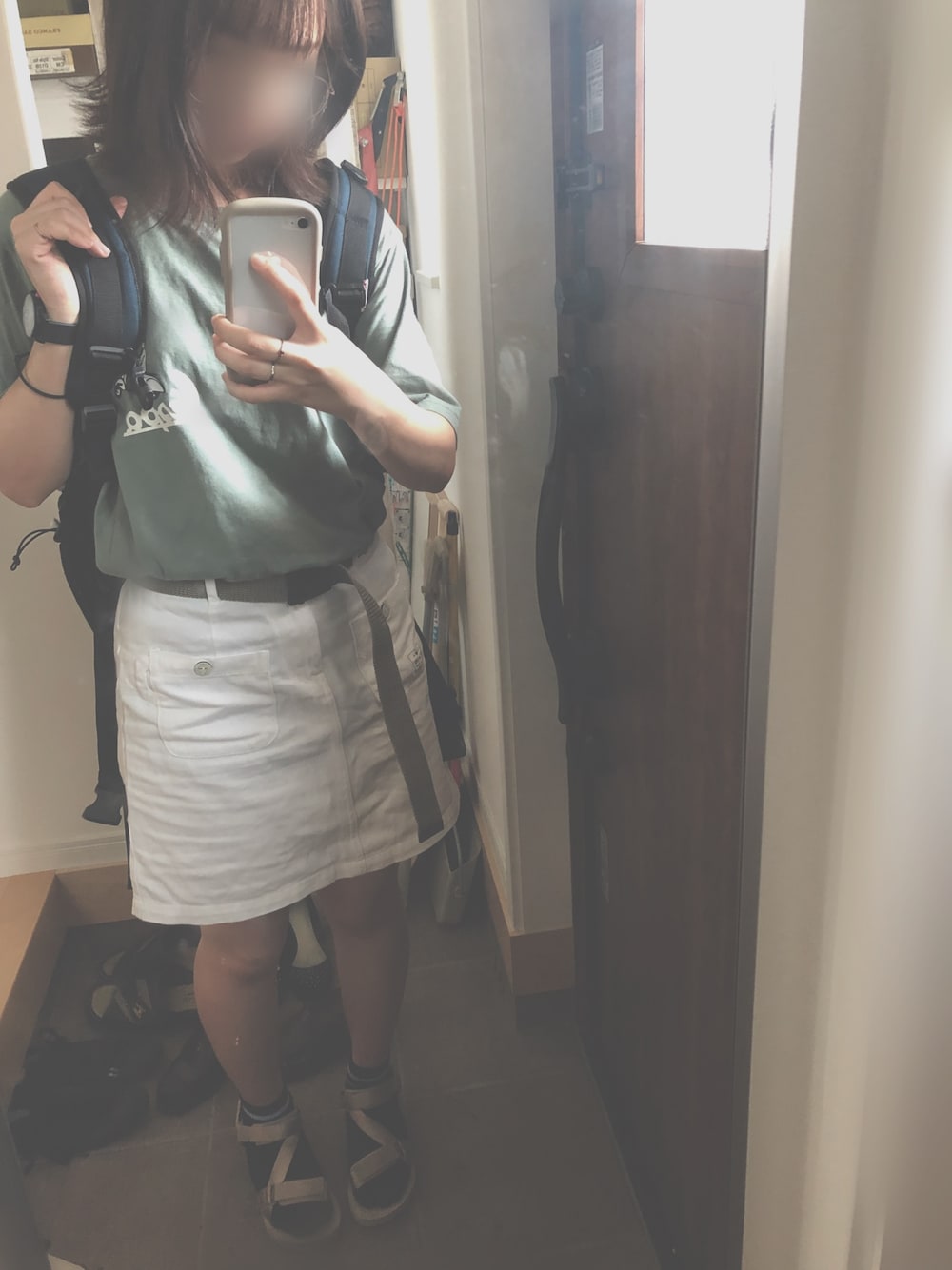 「UNIQLO、今日のコーデ、GU、夏コーデ、学校私服」｜「UNIQLOのアイテム（Tシャツ/カットソー、グリーン系）」を使った、むーさん（レディース・159cm）の夏コーディネートの1枚目の写真