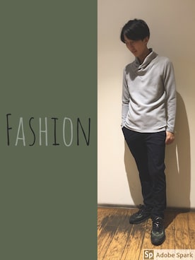 「TETE HOMME（テットオム）のアイテム（トップス）」を使った、おまつさん（メンズ・163cm）の秋コーディネート