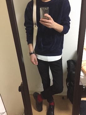 「くつした」｜「アイテム（アクセサリー）」を使った、しぇきさん（メンズ・173cm）の秋コーディネート