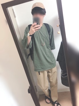 「Gramicci（グラミチ）のアイテム（キャップ）」を使った、しぇきさん（メンズ・173cm）の夏コーディネート