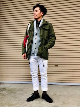 「RRL（ダブル アール エル）のアイテム（チノパンツ）」を使った、YSKさん（メンズ・170cm）の冬コーディネート