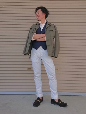 「RRL（ダブル アール エル）のアイテム（チノパンツ）」を使った、YSKさん（メンズ・170cm）の春コーディネート