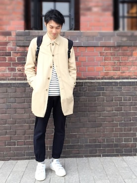 「JOURNAL STANDARD relume（ジャーナルスタンダード　レリューム）のアイテム（ステンカラーコート）」を使った、yakutaさん（メンズ・179cm）の春コーディネート