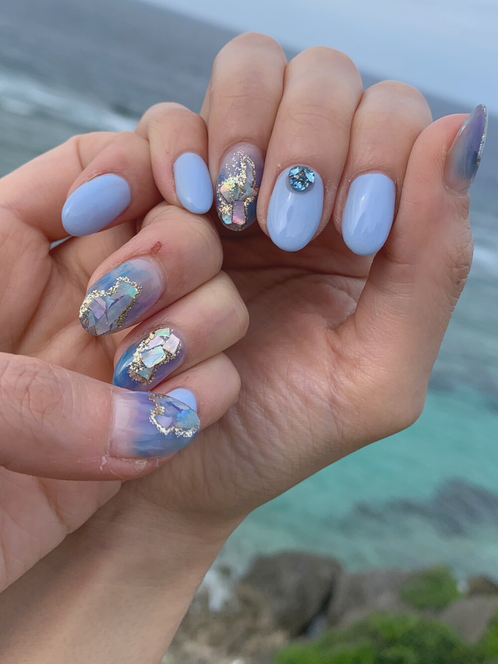 「ネイル、ネイルチェンジ」｜「NAILSのアイテム（その他、ブルー系）」を使った、ミーさん（レディース・160cm）の夏コーディネートの1枚目の写真