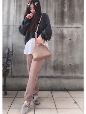 「アイテム（パンプス、グレー系）」を使った、ෆ̈ niko ෆ̈さん（レディース・152cm）の冬コーディネート