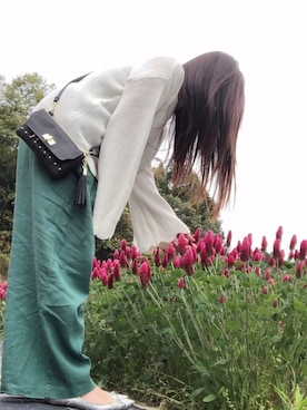 「niko and...（ニコアンド）のCLEARリネンレーヨンワイドパンツ（その他パンツ）」を使った、ෆ̈ niko ෆ̈さん（レディース・152cm）の春コーディネート