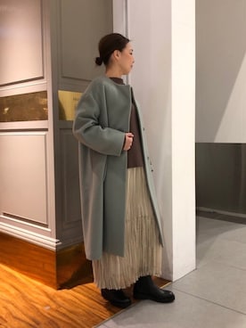 「NANO universe（ナノユニバース）のアイテム（ノーカラーコート）」を使った、nano・universe ららぽーと海老名 Womensさん（レディース・160cm）の冬コーディネート