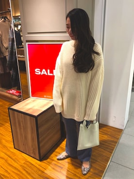 「NANO universe（ナノユニバース）のフェイクレザーフラットシューズ（パンプス）」を使った、nano・universe ららぽーと海老名 Womensさん（レディース・160cm）の冬コーディネート