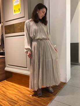 「NANO universe（ナノユニバース）のフェイクレザーフラットシューズ（パンプス）」を使った、nano・universe ららぽーと海老名 Womensさん（レディース・160cm）の春コーディネート