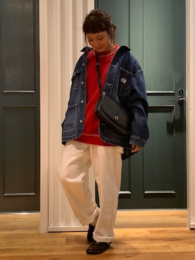 「RAGEBLUE（レイジブルー）のアイテム（カバーオール）」を使った、しまさん（レディース・156cm）の冬コーディネート