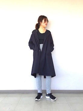 「45R」｜「アイテム（ステンカラーコート）」を使った、タケウチエリさん（レディース・160cm）の冬コーディネート