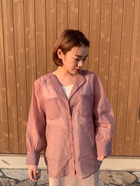 「mystic（ミスティック）のアイテム（トップス、ピンク系）」を使った、misatosawaさん（レディース・155cm）の春コーディネート