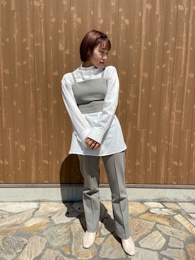 「mystic（ミスティック）のアイテム（トップス、グリーン系）」を使った、misatosawaさん（レディース・155cm）の春コーディネート