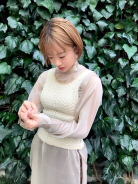 「mystic（ミスティック）のアイテム（トップス、ベージュ系）」を使った、misatosawaさん（レディース・155cm）の春コーディネート