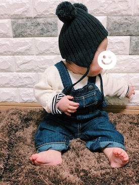 「レイヤードstyle」｜「アイテム（オールインワン・サロペット）」を使った、sensenさん（キッズ・70cm）の冬コーディネート