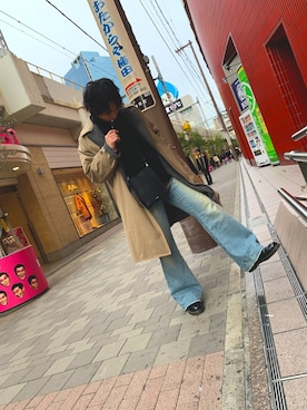 「NANO universe（ナノユニバース）のアイテム（ステンカラーコート）」を使った、本村可伊さん（メンズ・170cm）の冬コーディネート