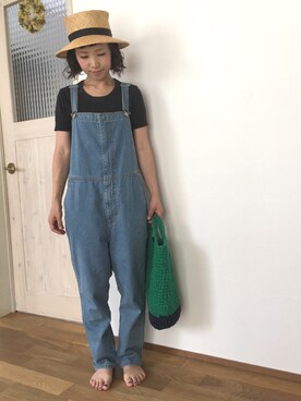 「MidiUmi（ミディウミ）のアイテム（オールインワン・サロペット）」を使った、さにさん（レディース・150cm）の夏コーディネート