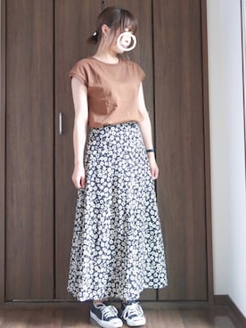 「Aラインスカート」｜「アイテム（アナログ腕時計）」を使った、yuriさん（レディース・157cm）の夏コーディネート