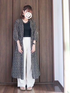 「リブニットパンツ」｜「アイテム（ワンピース/ドレス）」を使った、yuriさん（レディース・157cm）の夏コーディネート