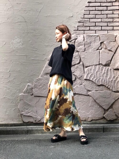 ビューティ＆ユース ユナイテッドアローズ　マーブルプリントギャザーマキシスカート BEAUTY&YOUTH UNITED ARROWS（ビューティーアンドユースユナイテッド