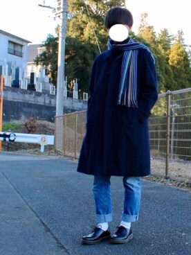 「アイテム（ステンカラーコート）」を使った、みっちーさん（メンズ・180cm・10代）の冬コーディネート