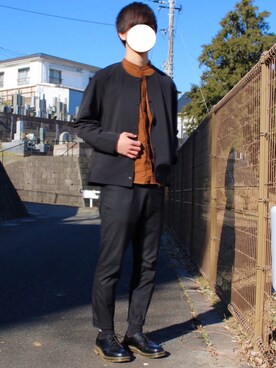 「Dr. Martens（ドクターマーチン）のDr.Martens (ドクターマーチン)/1461 3EYE GIBSON SHOES（その他シューズ）」を使った、みっちーさん（メンズ・180cm）の冬コーディネート