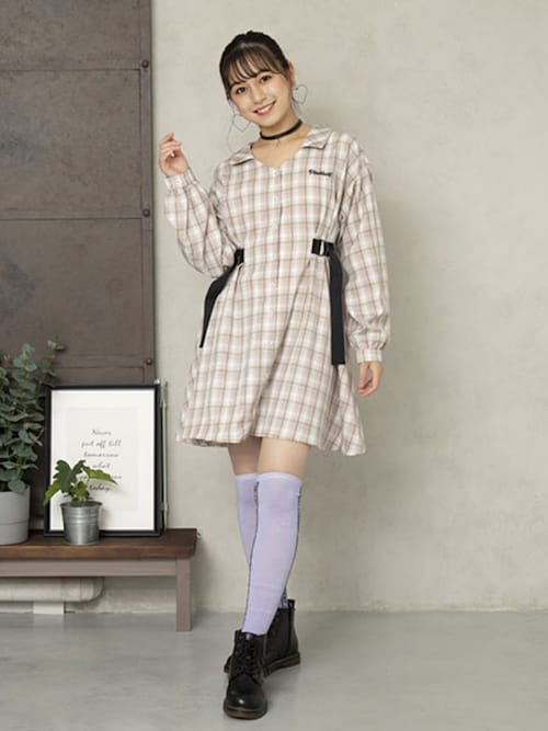 PINKHUNT サイドベルトチェックワンピース 5846K（ワンピース