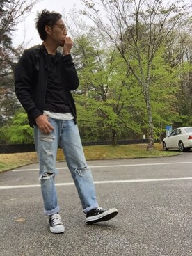 「ドラフトリーバイス」｜「アイテム（スウェット）」を使った、GOさん（メンズ・172cm）の春コーディネート