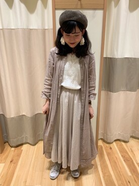 「Samansa Mos2 blue」｜「アイテム（ハンチング/ベレー帽）」を使った、ミズキさん（レディース・153cm）の春コーディネート