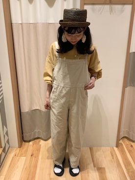 「Samansa Mos2 blue（サマンサモスモスブルー）のアイテム（サロペット/オーバーオール）」を使った、ミズキさん（レディース・154cm）の夏コーディネート