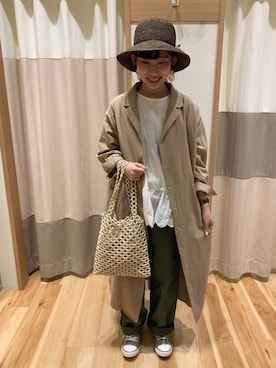 「ビーズバッグ」｜「アイテム（その他アウター）」を使った、ミズキさん（レディース・154cm）の春コーディネート