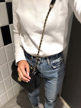 「MOUSSY（マウジー）のMVS SKINNY（デニムパンツ）」を使った、ma⋆* ◡̈⃝✩さん（レディース・148cm）の秋コーディネート