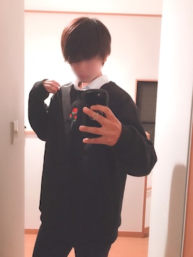 「バラ柄」｜「アイテム（スウェット）」を使った、Ryoooutaさん（メンズ・180cm）の冬コーディネート
