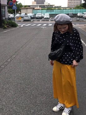 「アディダスオリジナルス」｜「アイテム（ハンチング/ベレー帽）」を使った、まゆしゃんさん（レディース・156cm）の春コーディネート