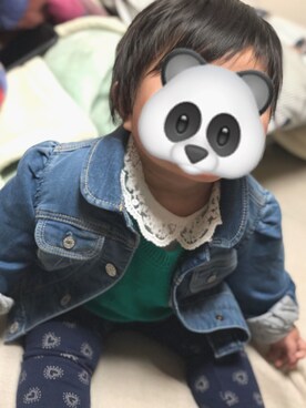 「H&M（エイチ・アンド・エム）のアイテム（その他トップス）」を使った、ぱんださん（キッズ・80cm）の春コーディネート
