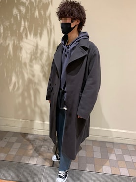 「アイテム（ベスト、ホワイト系）」を使った、かまぴょんさん（メンズ・173cm）の冬コーディネート