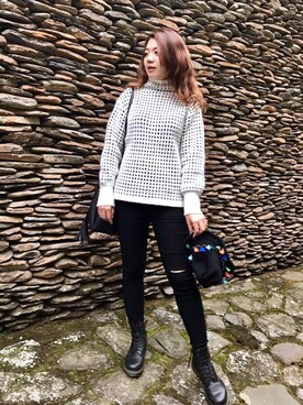 「hat」｜「アイテム（ファンデーション）」を使った、Carino Feng®さん（レディース・161cm）の冬コーディネート