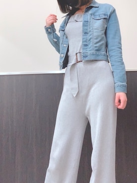 「いいね返し」｜「アイテム（デニムジャケット）」を使った、에리 .さん（レディース・165cm）の春コーディネート