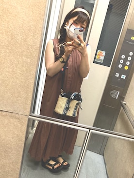 「GLOBAL WORK（グローバルワーク）のアイテム（かごバッグ）」を使った、harunaさん（レディース・151cm）の夏コーディネート