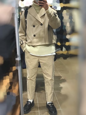 「GUコーデ」｜「アイテム（トレンチコート）」を使った、riさん（メンズ・168cm）の冬コーディネート