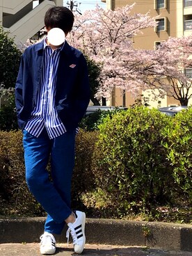 「ブルーコーデ」｜「アイテム（カバーオール）」を使った、ユウタさん（メンズ・172cm）の春コーディネート