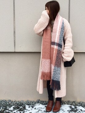 「ロングニット」｜「アイテム（その他）」を使った、LxCxさん（レディース・162cm）の冬コーディネート