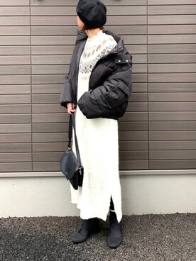 「ベレー帽推奨委員会」｜「アイテム（ダウンジャケット/コート）」を使った、LxCxさん（レディース・161cm）の冬コーディネート