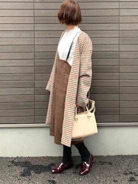 「BACK NUMBER（バックナンバー）のアイテム（ノーカラージャケット）」を使った、LxCxさん（レディース・161cm）の冬コーディネート