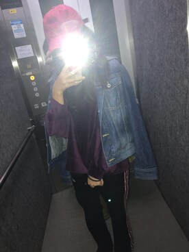 「＃デニム」｜「アイテム（帽子）」を使った、#ぉとと(:さん（レディース・155cm）の秋コーディネート