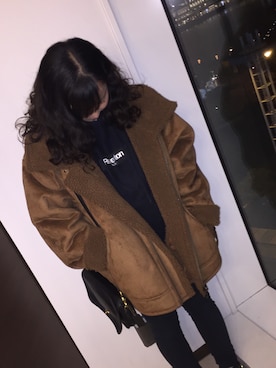 「アイテム（ムートンコート）」を使った、Nanamiさん（レディース・149cm・10代）の冬コーディネート